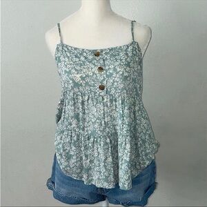WOMENS BLUE FLORAL TANK TOP